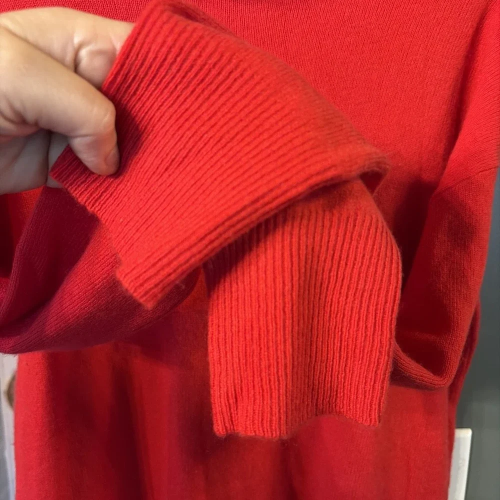 Nordstrom 100% Cashmere Red Women's M Turtleneck Pullover Sweater